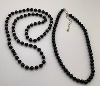 DTR Jay King Onyx & Onyx Gold Bead Lariat Necklace Jay King necklace is 21" & weighs 43