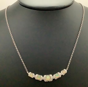 925 Sterling Opal Necklace Necklace is 20" & weighs 7.2 TGW