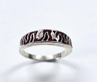 925 Sterling Silver Enamel Flames Design Ring Size 8.5 Ring weighs 4.5 TGW