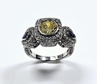 ESPO 925 Sterling Filigree Cubic Zirconia Ring Size 9 & weighs 9.0 TGW