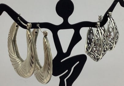 Vintage 925 Sterling Twist & Filigree Earrings Pierced Earrings Earrings weigh 11.0 TGW
