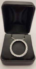 925 Sterling Circle Cubic Zirconia Necklace Necklace is 20" & weighs 4.0 TGW