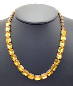 Vintage Weiss Golden Topaz Square Cut Necklace Necklace is 15" & weighs 26.3 TGW