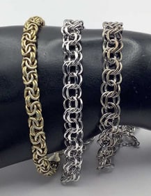925 Vermeil Byzantine & Sterling Elco Bracelets Bracelets weigh 32.4 TGW