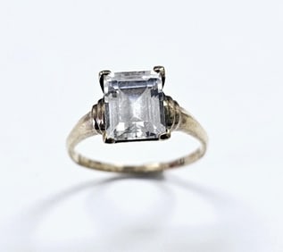 10K Yellow Gold Faceted Cubic Zirconia Ring Size 10.25 & weighs 2.9 TGW