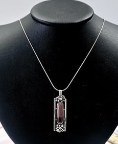 Klassen Sterling Gemstone Necklace Pendant Necklace is 17" & weighs 13.1 TGW