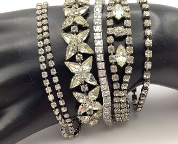 Assorted Vintage Rhinestone Bracelets Bracelets are 6, 7 & 8", please see