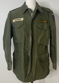 Vintage US Army Coat Size Medium Cotton olive green sateen US Army coat from 1958. Size regular