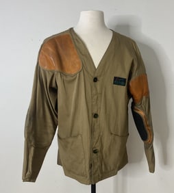 Vintage Croft Shooting Coat w/ NRA Patches Mid 20th century shooting coat with leather patches on