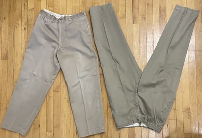 Vintage Army Uniform Khaki Pants Set of Two Two pair khaki trousers, Army issue. Both have number