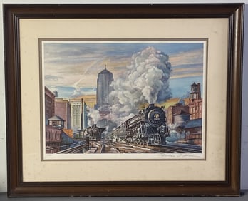 Train Lithograph by Theodore Xaras Signed Eastbound on the 20th Century by Theodore Xaras (1945-)