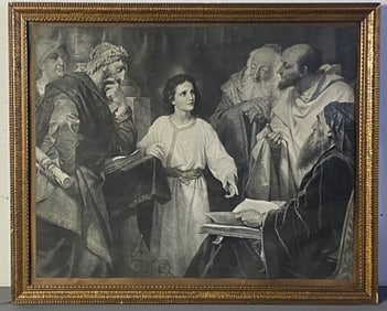 Antique Lithograph Christ Among the Doctors Lithograph of Christ Among the Doctors by Heinrich