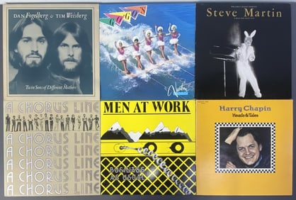 6 Vinyl Records Go-Gos, Harry Chapin, S Martin A Chorus Line original cast recording ,Columbia