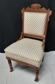 Antique Victorian Eastlake Style Upholstered Chair Chair measures 19 inches wide, 18 deep and 36