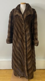 Rosenthal Full Length Fur Coat Full length brown mink fur coat. Label reads NH Rosenthal Furs One