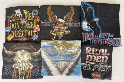 Harley Davidson Vintage T-Shirt Lot 2 Single stitch 6 Harley shirts all size Large. See photos for (1 of 13)