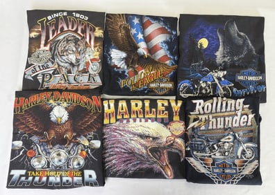 Harley Davidson Vintage T-Shirt Lot 4 Single stitch 6 Harley shirts 5 size Large 1 size