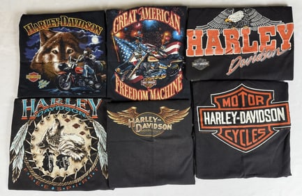 Harley Davidson Vintage T-Shirt Lot 8 Single stitch 6 Harley shirts all size Large. See photos for