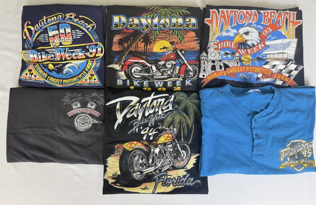Daytona Bike Week  Vintage T-Shirt Lot 91-95 Single stitch all size Large. See photos for (1 of 13)