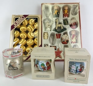 Vintage Christmas Ornaments Lot 2 Bulbs and wooden figures. Signs of age overall see photos for