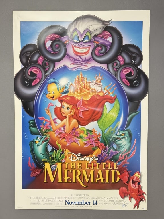 Disney The Little Mermaid One Sheet Movie Poster 1997 re- release poster. Double sided 27 x 40 (1 of 8)