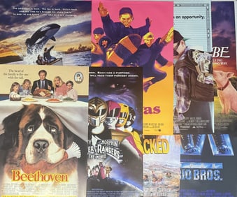 90s Kids Movie Poster Lot Measure 27 x 40 inches double sided. From closed movie theater collection.