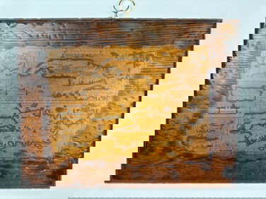 Vintage Map of Cuba Caribbean Carved Wood Map mounted to carved/burnt wood board. 22 x 17 x 1