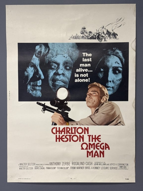 1971 The Omega Man Original Movie Poster one sheet. From closed movie theater collection. Original (1 of 8)
