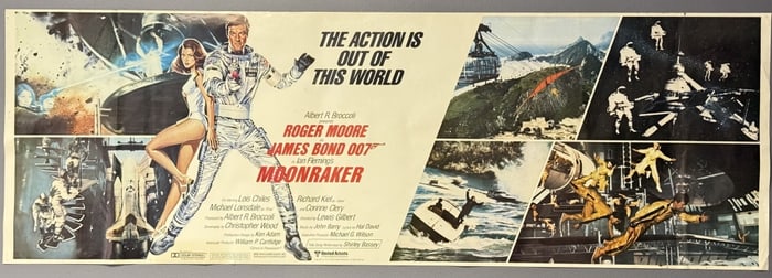 1979 Moonraker Banner Style Movie Poster 60 x 20 inches single sided. From closed movie theater