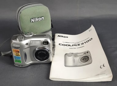 Nikon Coolpix 3100 Digital Camera with Case & Instructions