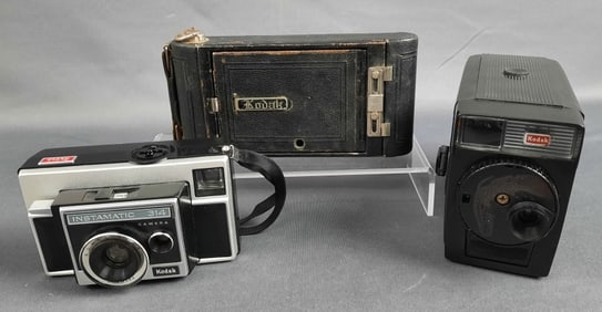 3 Vintage Kodak Cameras Instamatic 314 NO 1 Pocket Kodak & Brownie Movie Camera