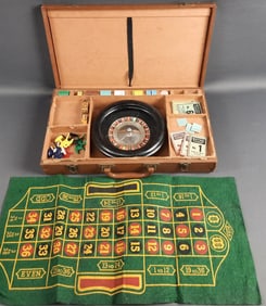 Vintage Lowe Roulette Casino Game Toy Case measures 16x10x3 inches. Contents not inspected. Top and