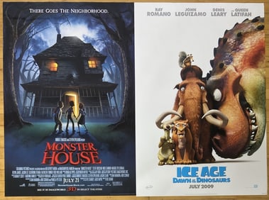 Animated Movie Posters Ice Age & Monster House Two one sheet double sided posters for movies Monster