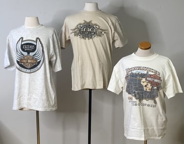 Harley Davidson Size Large T Shirts Set of Three Grey, beige, and white Harley Davidson t shirts,