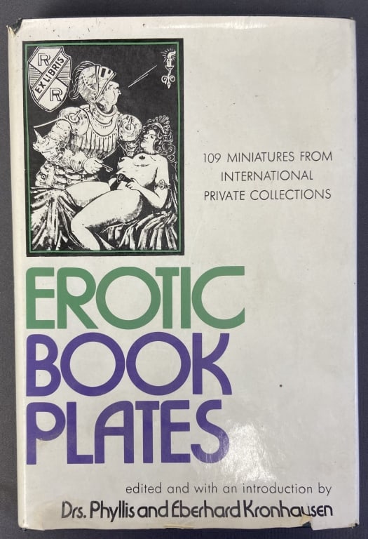 Vintage Book Erotic Bookplates 1970 Erotic Bookplates, edited by Drs. Phyllis and Eberhard: Erotic Bookplates, edited by Drs. Phyllis and Eberhard Kronhausen. Published by Bell Publishing, 1970. Small tears in dust jacket.