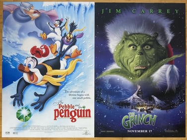Family Movie Posters Grinch & Penguin & Pebble Two one sheet double sided move posters for The