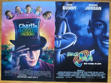 Space Jam & Charlie & Chocolate Factory Posters Two one sheet double sided movie posters for Space