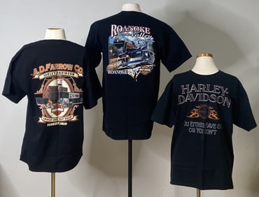 3 Harley Davidson T Shirts VA, KY, OH Size L Three size large black Harley Davidson t shirts from