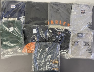 Size Large Sealed Motorcycle Harley T Shirts Collection of nine vintage and modern t shirts, still