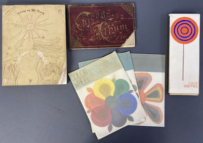 Mixed Book Lot Art, Chicago Worlds Fair Color wheels, Chicago Album from the World's Fair, and