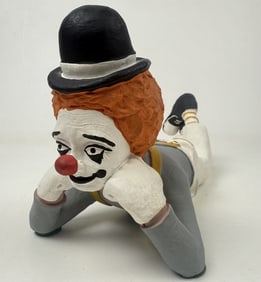 Clown Chalkware Statue Austin Prod Inc 1986 Signed by Eduardo. No cracks. See photos for details.