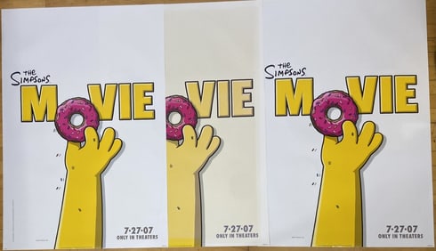 The Simpsons Movie Posters Lot of Three Three duplicate one sheet double sided posters for The