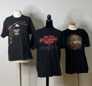 3 Vintage Harley Davidson T Shirts MI LA WI Three vintage 100% cotton Harley Davidson t shirts, size