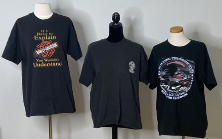 3 Harley Davidson T Shirts Maryland & Kansas Three vintage Harley Davidson t shirts, size large.