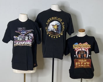 Vintage Black Size Large T Shirts Hogzilla, Save the Eagles, and Easy Riders Freedom Fight shirts