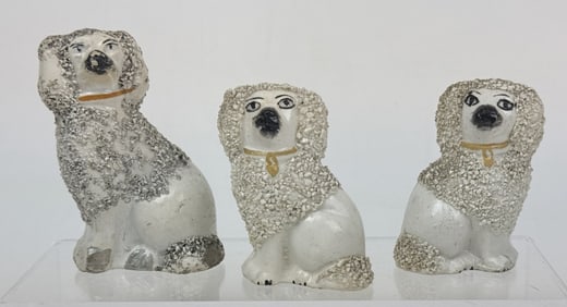Antique Staffordshire Salt Glaze Dog Set Heavy wear on the largest piece. See photos for details.