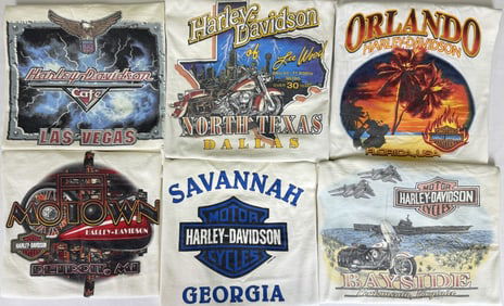 Vintage Harley Davidson Dealer T-Shirts Lot 14 6 shirts all size large. Refer to pictures for actual