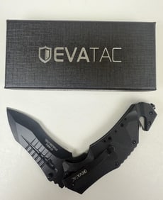 Evatac Tactical Knife Pair ET-RKBLK. One is still in packaging. 4.5 inch blade. 4.5 inch handle.