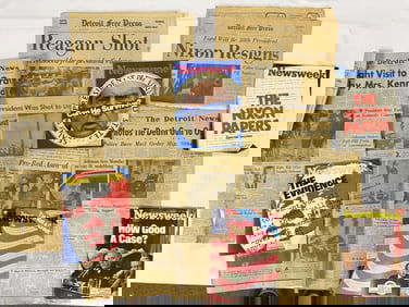 Vintage Political Newspapers Kennedy Nixon Reagan Detroit News and Free Press JFK assasination,