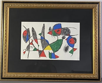 Framed Miro Book Plate Composition II Framed book illustration of Composition 3 (Peacock Feathers)